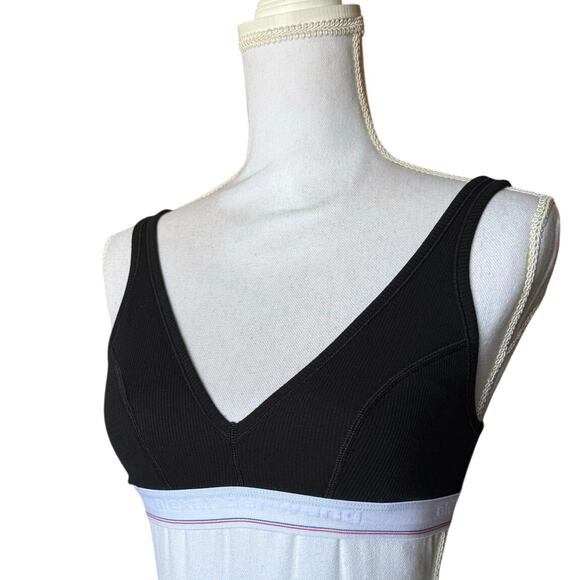 3 pk Alexander Wang bralette triangle ribbed jersey V neck monogram band S small - Picture 6 of 13